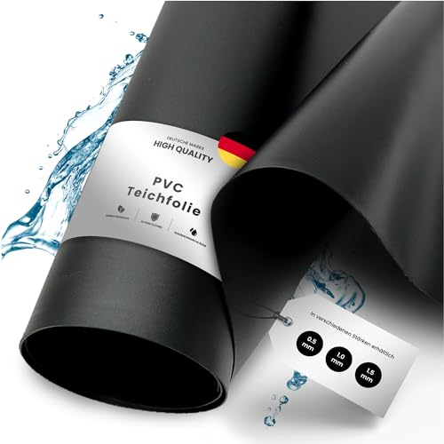TeichVision - Premium PVC Teichfolie schwarz - Stärke 0,5 mm - 2 m x 4 m/PVC Folie schwarz auch geeignet als Hochbeet Folie wasserdicht