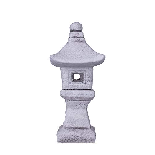 Klein Laterne japanische kleine Yukimi Rankei Pagode Oki Steinlaterne aus Steinguss Frostfest 37 cm